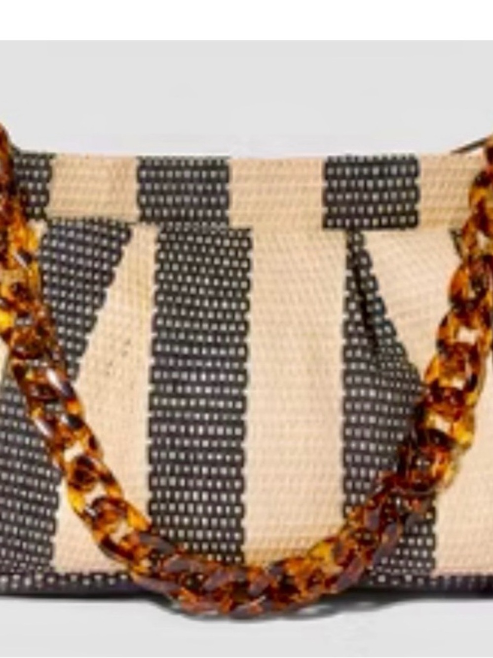 a new day Black & Cream Woven Tote with Removable Tortoiseshell Chain Strap